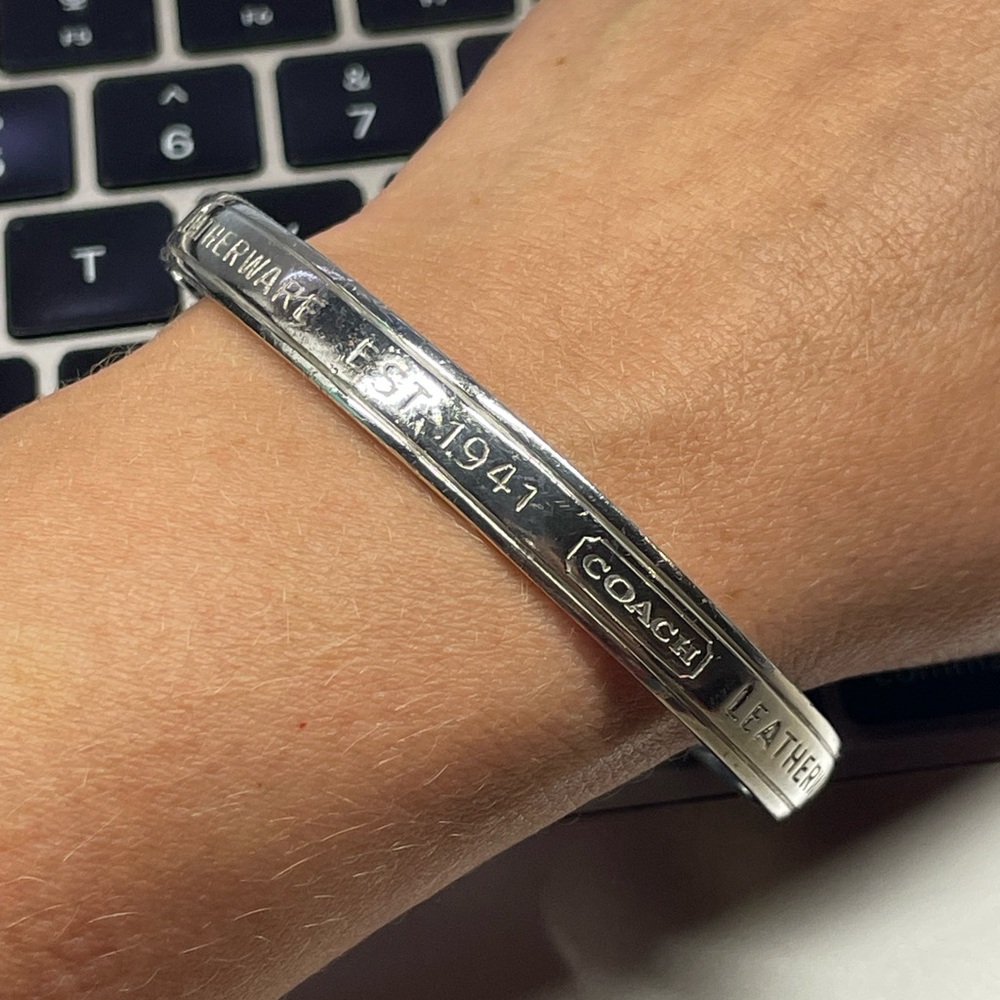 Vintage Leatherware EST 1941 Coach Sterling Silver Bracelet